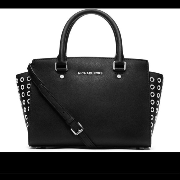 Michael Kors Handbags - MICHAEL KORS BLACK SELMA GROMMET SATCHEL